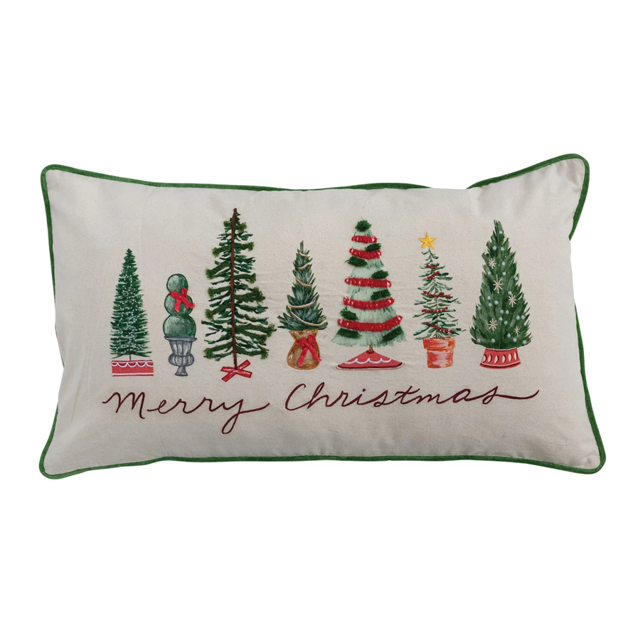 Pillow - Lumbar  - Trees Merry Christmas