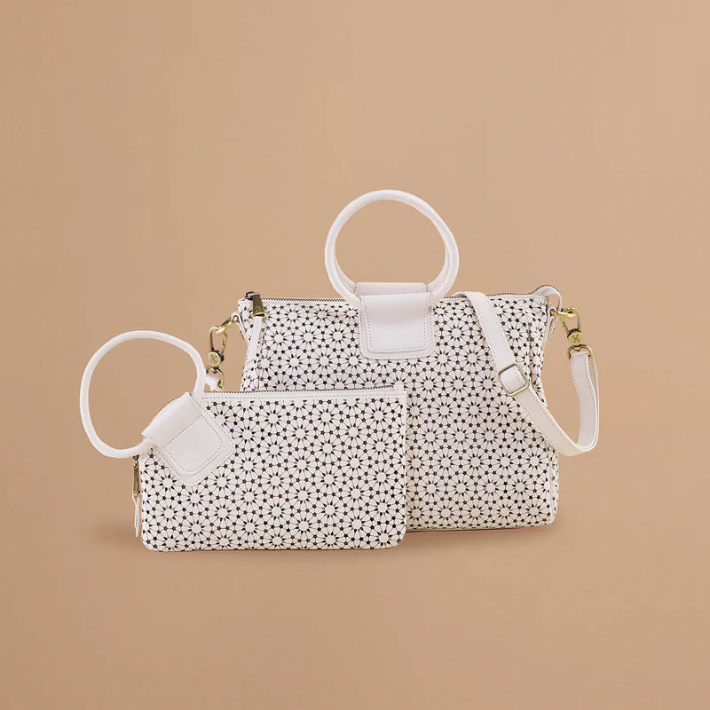 Hobo - Sable Wristlet - Perforated Leather - Ecru Daisy - Findlay Rowe Designs