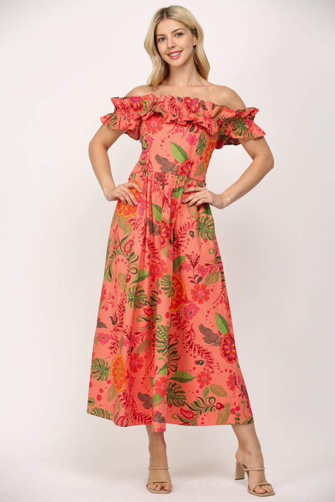 Dress - Midi CutOut Back - Elastic Shoulder - Findlay Rowe Designs