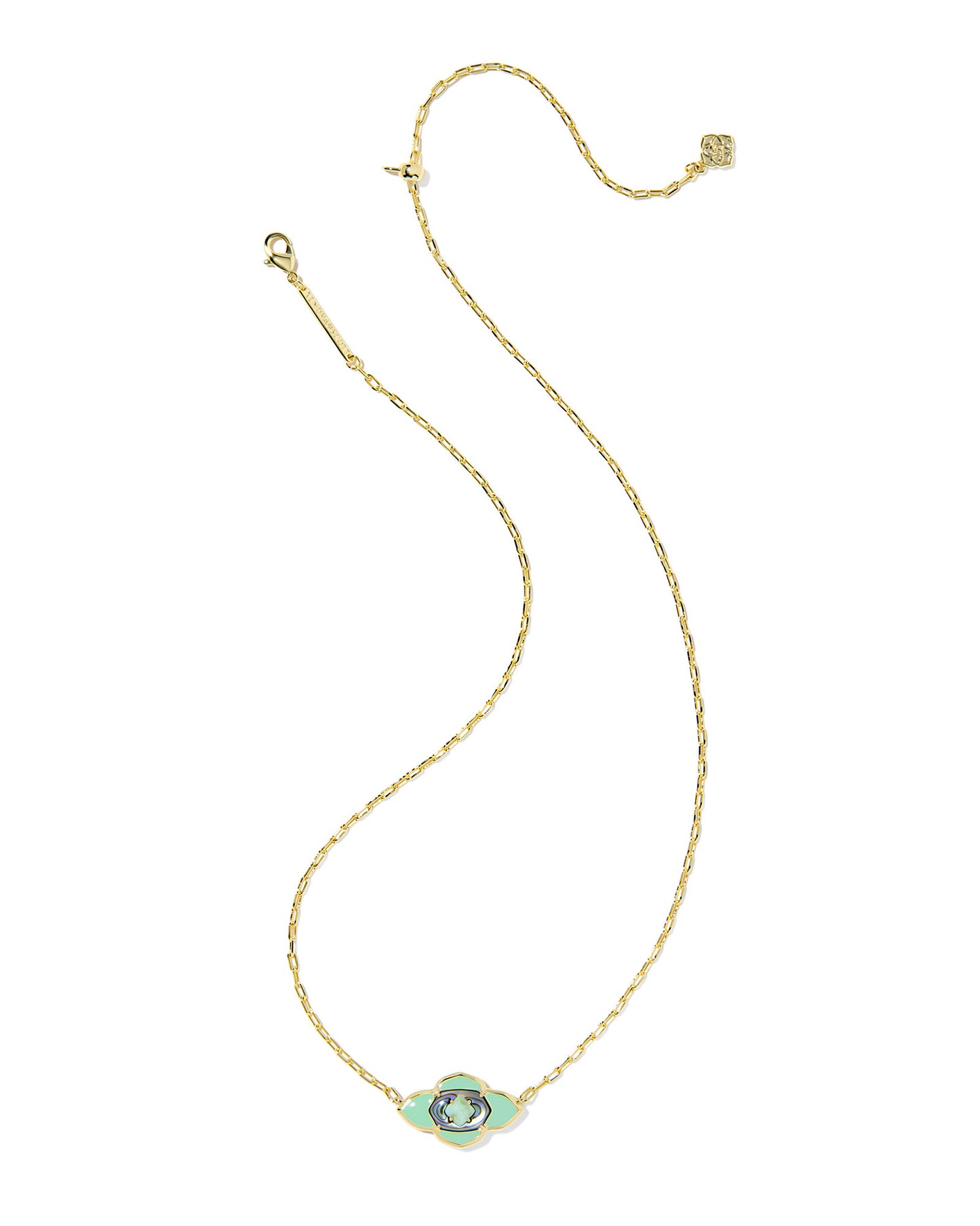 Kendra Scott - Necklace - Abbie Medallion Gold Short Pendant - Abalone Sea Green Mix - Findlay Rowe Designs