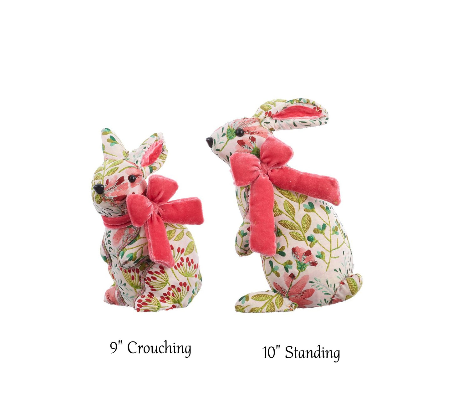 Bunny - Pink and Green Embroidered - 10in - Findlay Rowe Designs