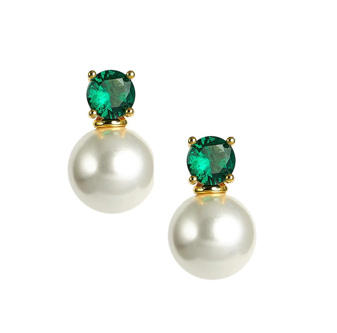 Lisi Lerch - Earrings - Carolyn - Emerald - Big Stone and Pearl Stud - Findlay Rowe Designs