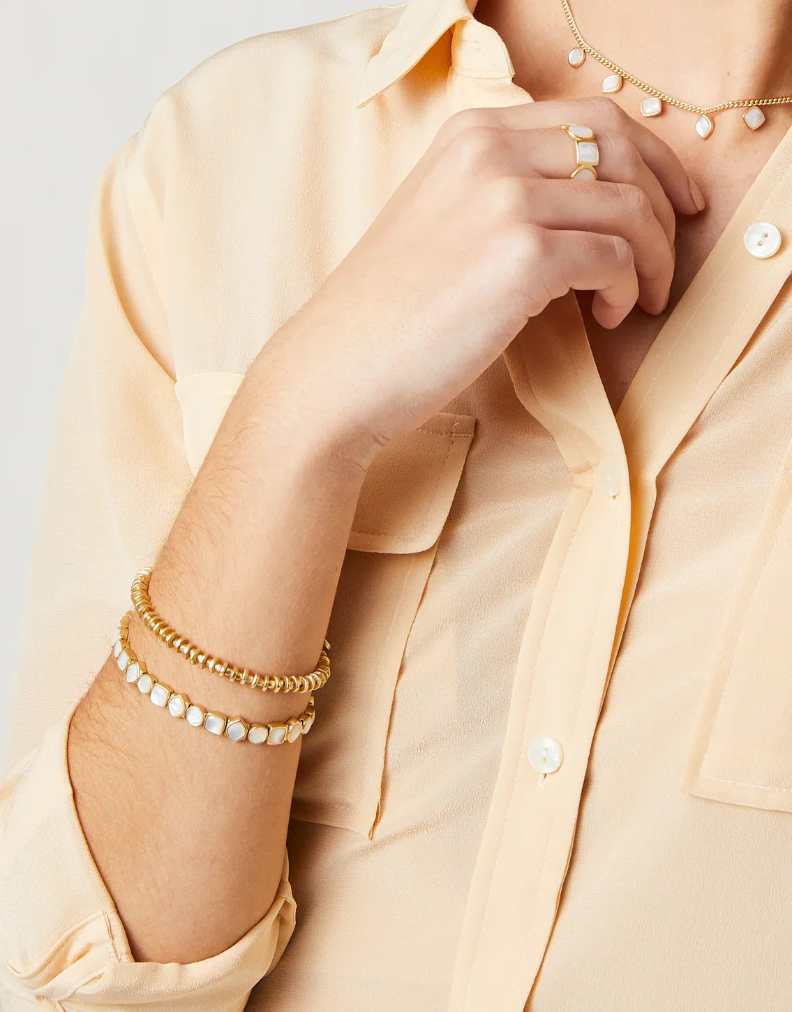 Spartina - Bracelet - 5mm Stretch Disk - Matte 18kt Gold Plating