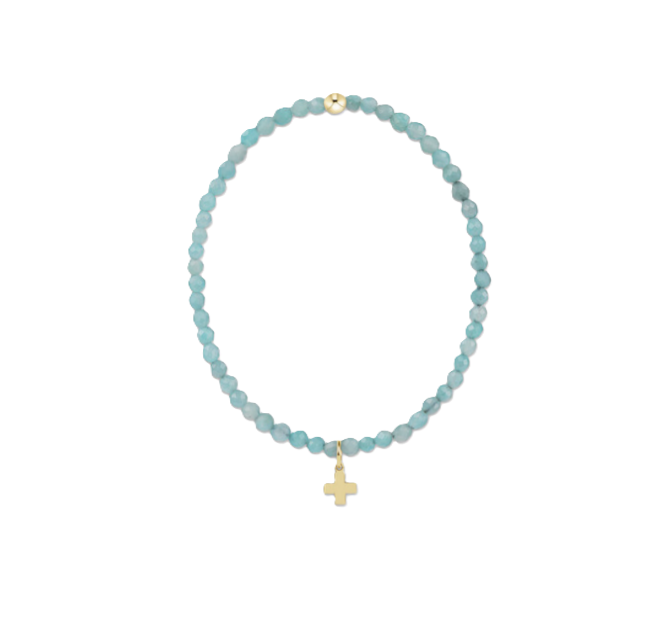 Enewton - Classic Amazonite 3mm Bracelet - Signature Cross Gold Charm - Findlay Rowe Designs