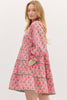 Dress - Pink Tiered Print - Scallop Trim Inset - Findlay Rowe Designs