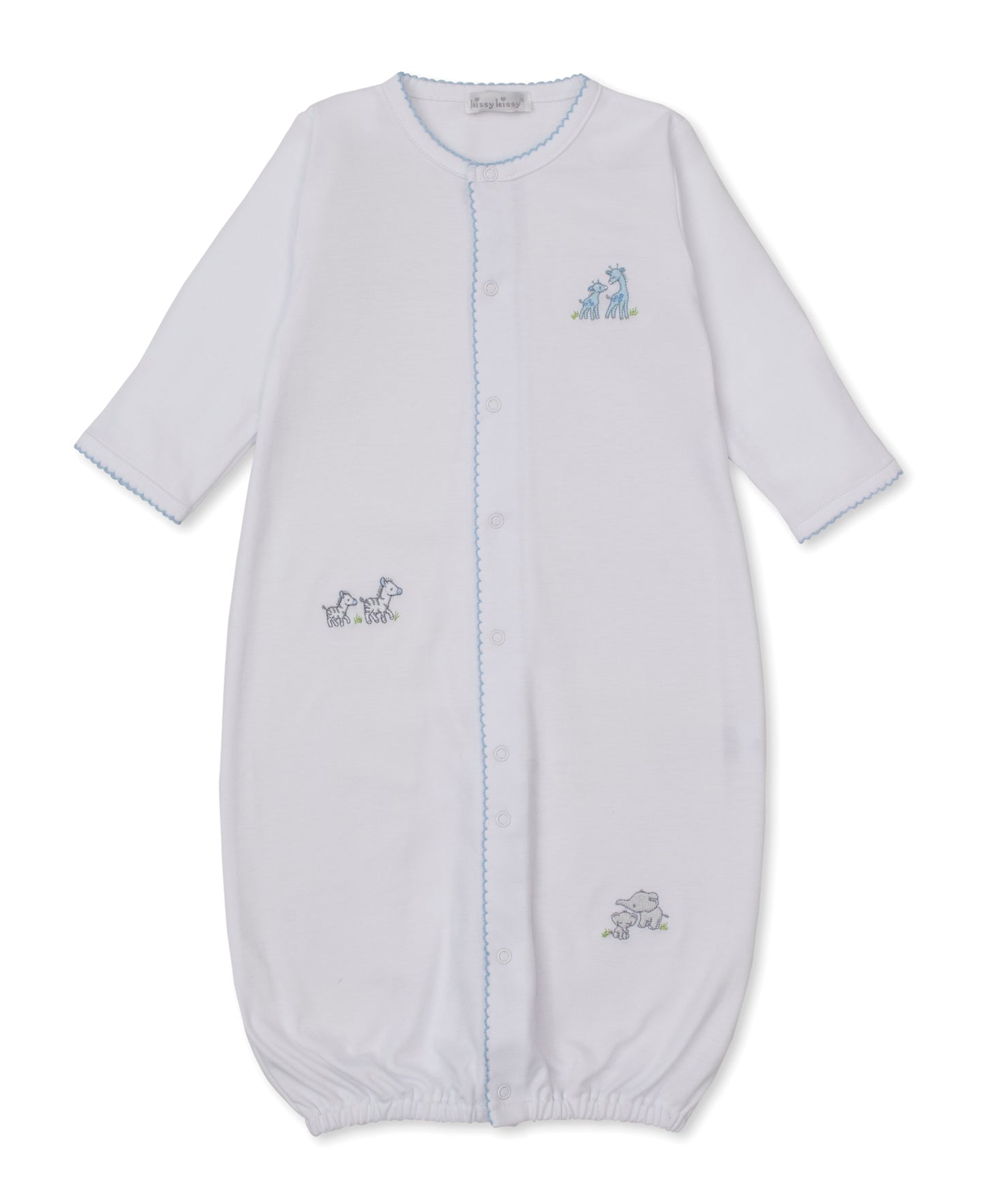Kissy Kissy - Convertible Gown - Safari Party White Blue - 0-3M