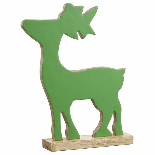 Reindeer - Mango Wood Enamel - Green