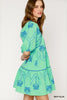 Umgee - Dress - Boho Embroidered Babydoll - Mint Blue