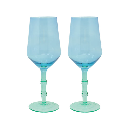Lilly Pulitzer - Wine Glass - Set 2 - Mint Hydrangea Blue - Findlay Rowe Designs