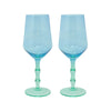 Lilly Pulitzer - Wine Glass - Set 2 - Mint Hydrangea Blue - Findlay Rowe Designs