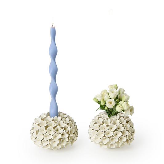Bud Vase Taper Candlestick - Hydrangea - White - Findlay Rowe Designs