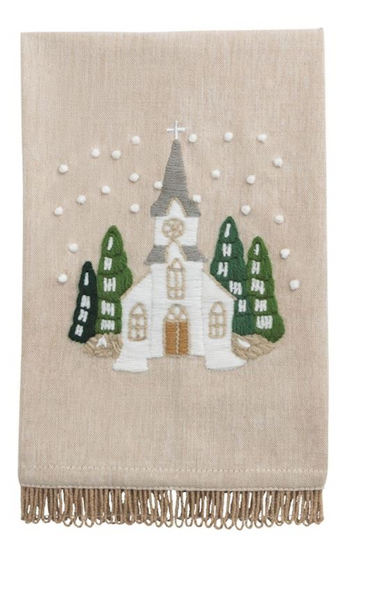 Mud Pie - Christmas Natural Embroidered Towels