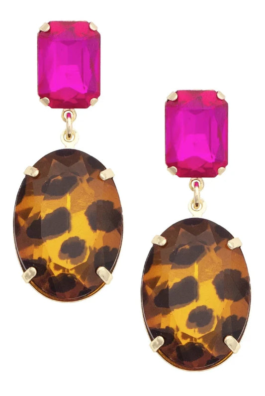 Canvas - Earrings - Parker Crystal Drop - Fuchsia - Findlay Rowe Designs