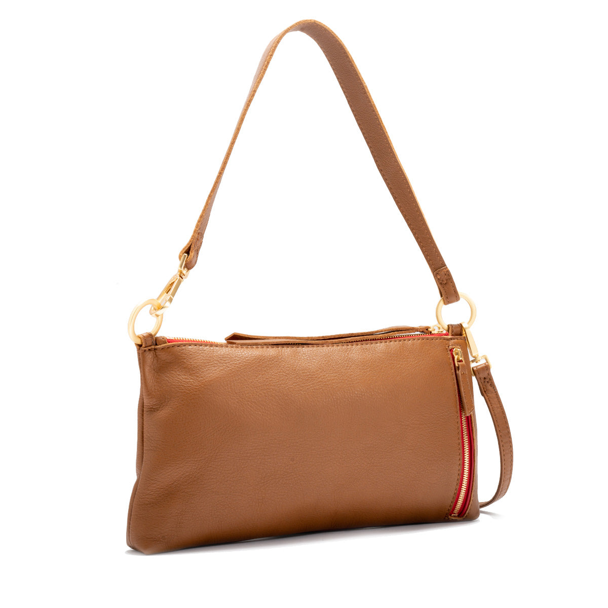 Hammitt - Kyle Small - Mahogany Pebble Brushed Gold - Red Zip - Findlay Rowe Designs