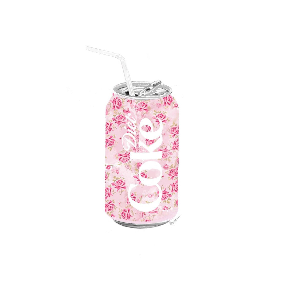 Rebecca Illustrated - Art Print - Pink Soda - 8x10