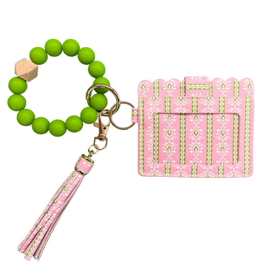 Laura Park - Keychain Wristlet Wallet - Rosemary Stripe Pink - Findlay Rowe Designs