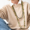 Ink & Alloy - Necklace - Portia Brass Glass Beads - Green - Findlay Rowe Designs