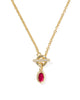 Kendra Scott - Necklace - Mini Elisa Toggle Short Pendant - Gold Carmine Red Illusion
