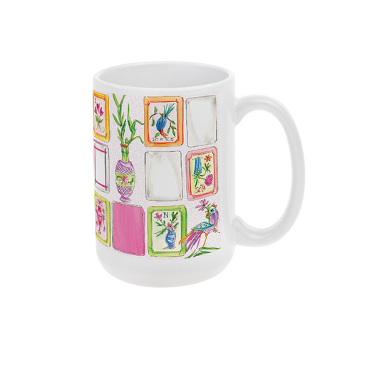 Rosanne Beck - Coffee Mug - Mahjong Tiles - Pink - Findlay Rowe Designs