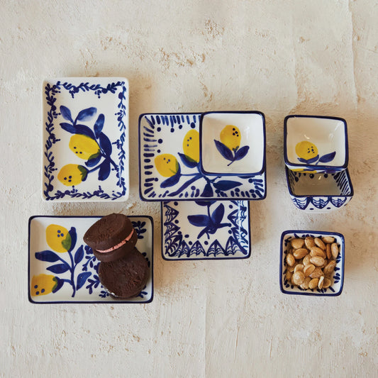 Appetizer Plate - Lemon Blue and White - Findlay Rowe Designs