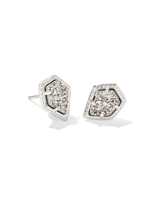 Kendra Scott - FRAMED TESSA STUD EARRINGS - SILVER PLATINUM DRUSY - Findlay Rowe Designs