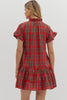 Dress - Plaid Ruffle Mini - Red