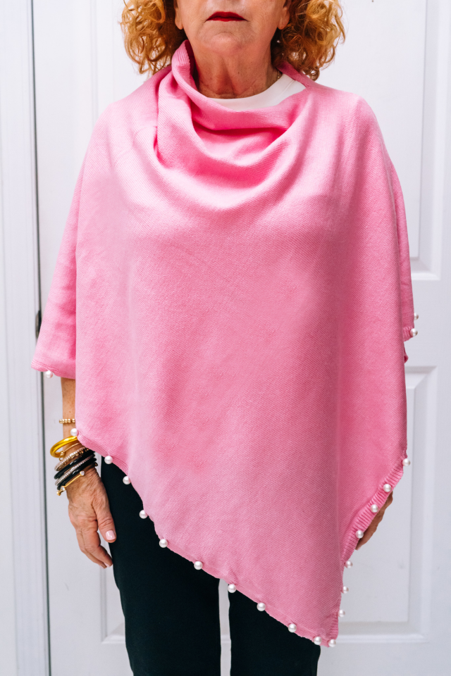 Poncho with Pearl Trim