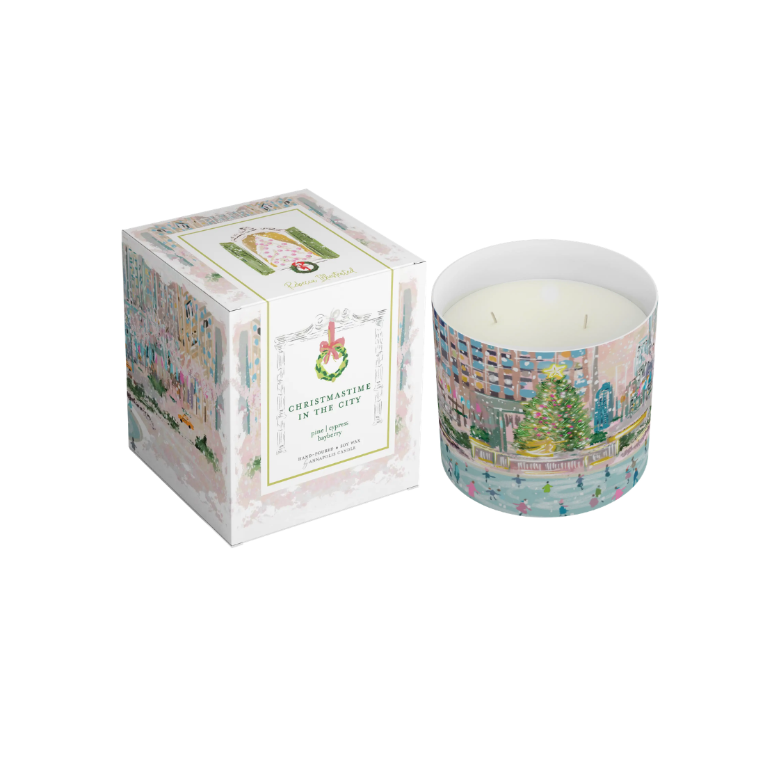 Rebecca Illustrated - Candle - Double Wick - Christmas Time City - Findlay Rowe Designs