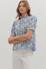 Entro - Top - Botanical Embroidery Puff Sleeve - Chambray - Findlay Rowe Designs