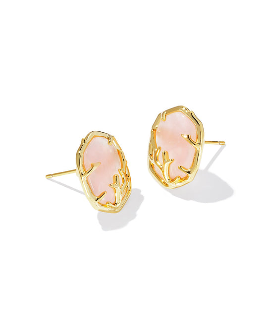 Kendra Scott - Daphne Coral Frame Stud Earrings - Gold Rose Quartz - Findlay Rowe Designs