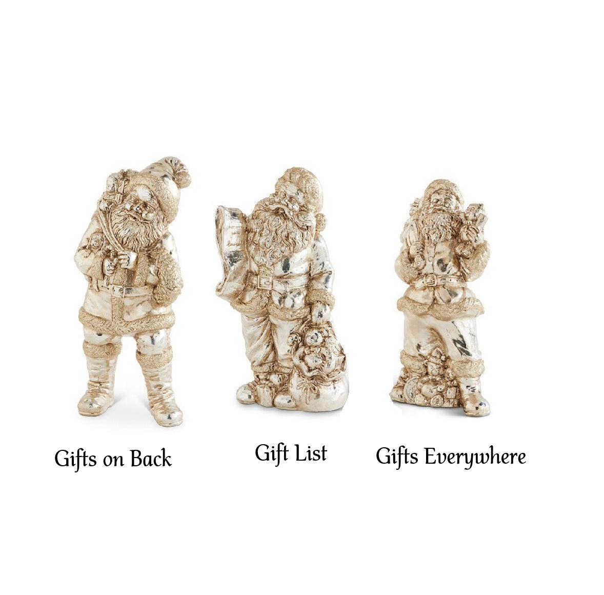 Santa Figurine - Antique Silver Santas Assorted