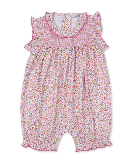 Kissy Kissy - Short Smocked Playsuit - Blossoming Bows Floral - Findlay Rowe Designs