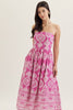Entro - Dress Midi - Strapless Print - Magenta - Findlay Rowe Designs