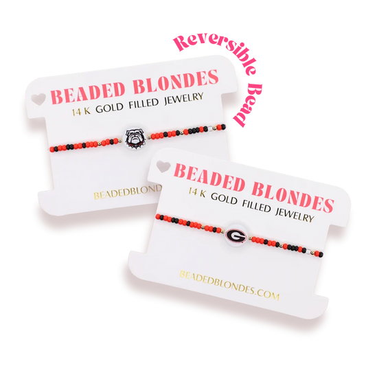 Beaded Blondes - Bracelet - Tween- Collegiate Charm - Georgia Logo Flip on Color - Findlay Rowe Designs