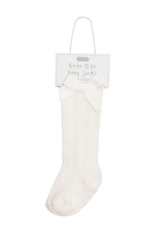 Mud Pie - Baby - Tall White Bow Socks - Findlay Rowe Designs