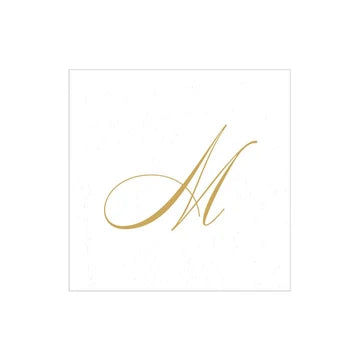 Caspari - Cocktail Napkins - White Pearl Initial Paper Linen - Box of 30 - Findlay Rowe Designs