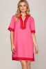 Dress - Shift with Contrast Trim - Pink - Findlay Rowe Designs