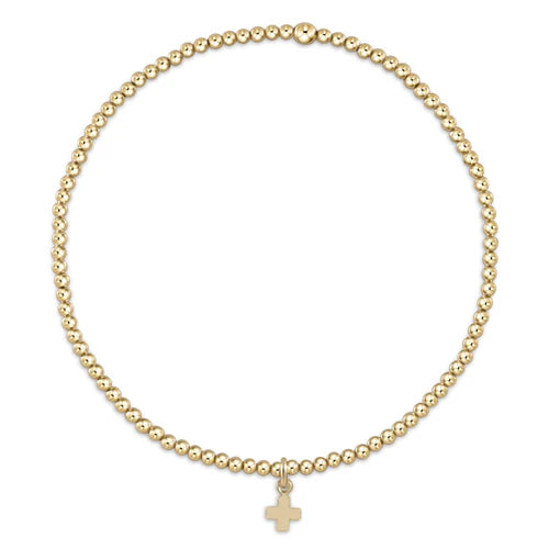 Enewton -egirl classic gold 2mm bead bracelet - signature cross small gold charm