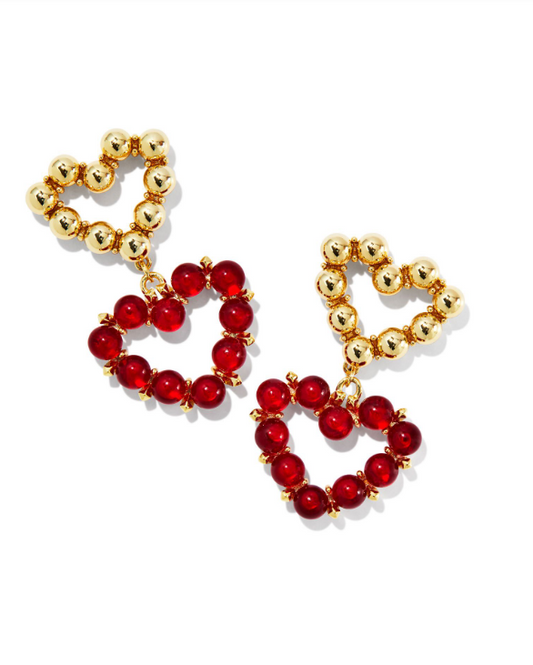 Kendra Scott - Ashton Gold Heart Drop Earrings - Red Glass - Findlay Rowe Designs