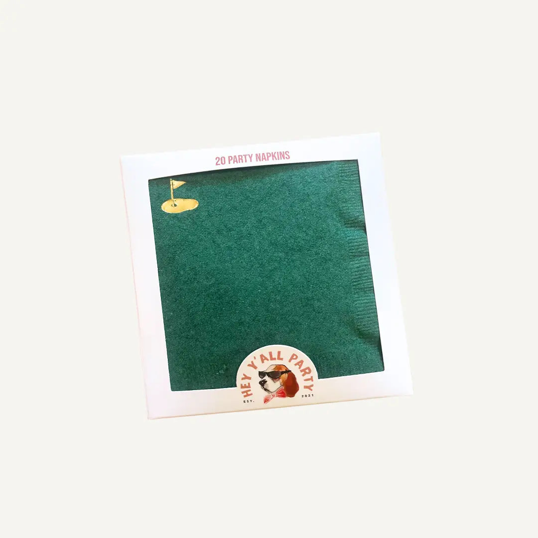Hey Y'all Party - Napkins - Cocktail - Golf Gold Foil - Green - Findlay Rowe Designs