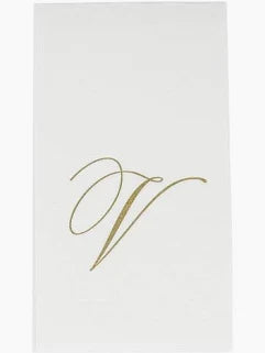 Caspari - Guest Towel Napkin - White Pearl-Paper Linen Napkin - Monogram - Findlay Rowe Designs
