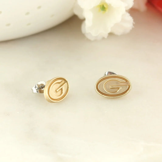 Earring - Stud - UGA G logo - Matte Gold - Findlay Rowe Designs