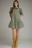 Entro - Dress - Mini 3/4 Tie Detail Sleeve - Ruffle Hem - Hunter Green - Findlay Rowe Designs