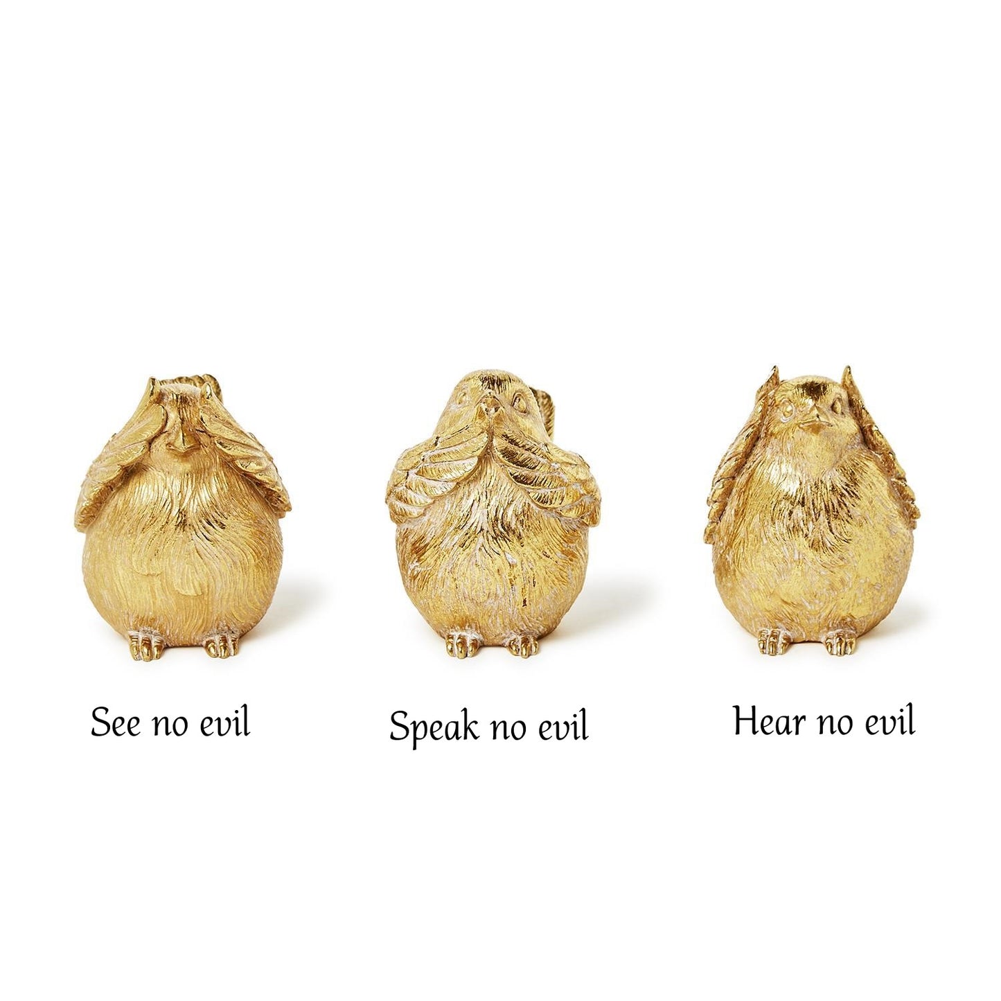 Gold Bird Decor - See Speak Hear No Evil - Findlay Rowe Designs