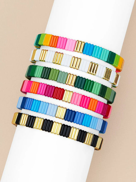 Bracelet - Ribbed Enamel Stretch - Findlay Rowe Designs