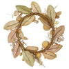 Wreath - Beaded Ball Berry Magnolia Leaf - 24in Gold
