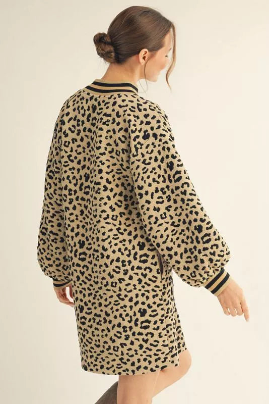 Dress- Mini Leopard Print V Neck