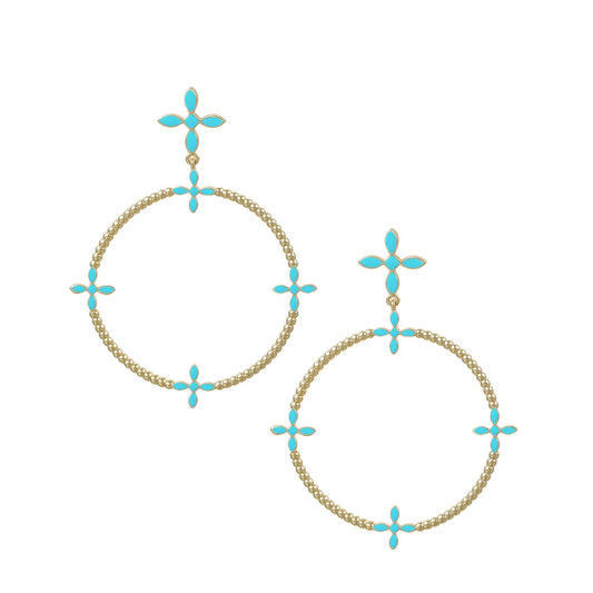 Natalie Wood - Radiant Beaded Statement Earrings in Light Blue Enamel - Findlay Rowe Designs
