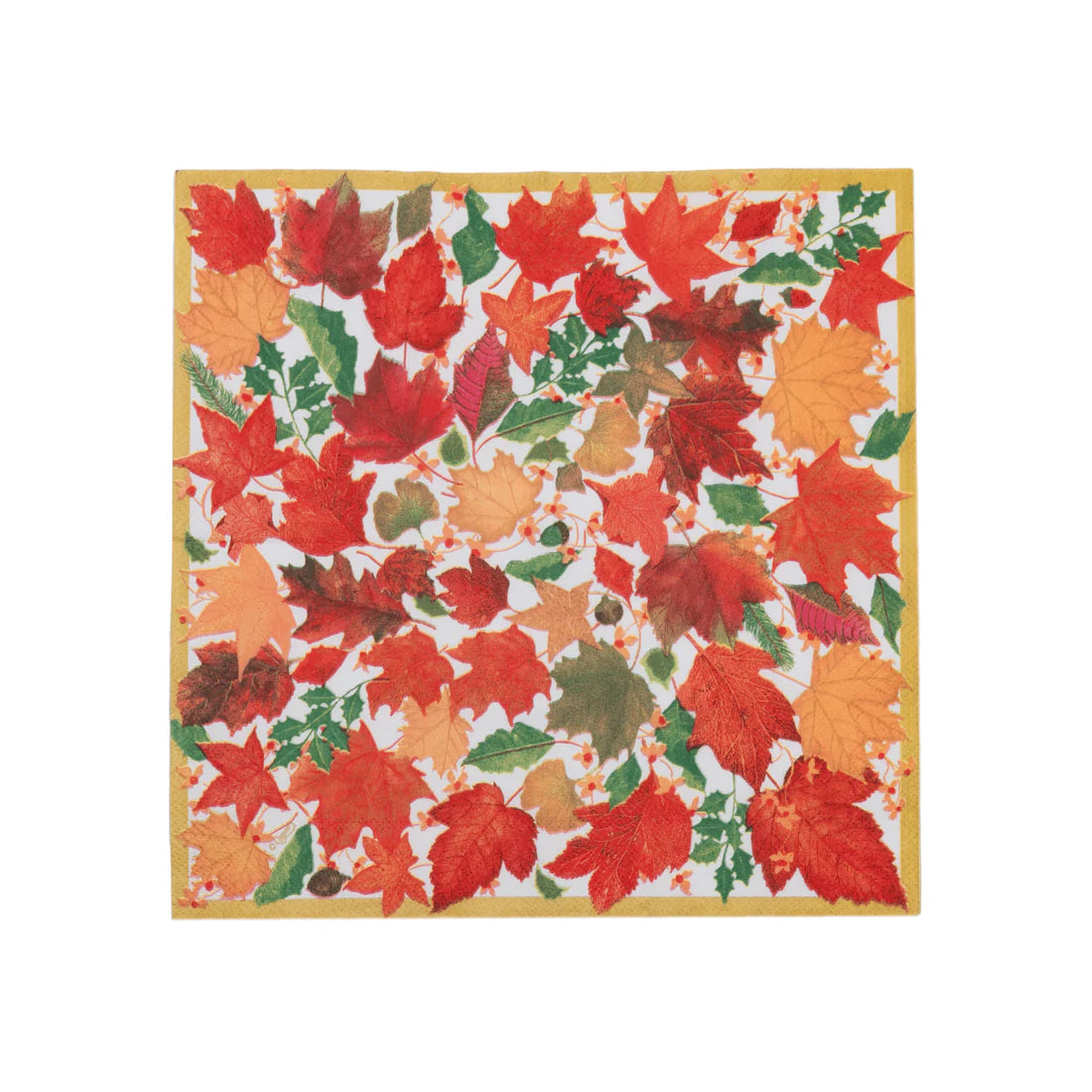 Caspari - Cocktail Napkins - Swirling Leaves White
