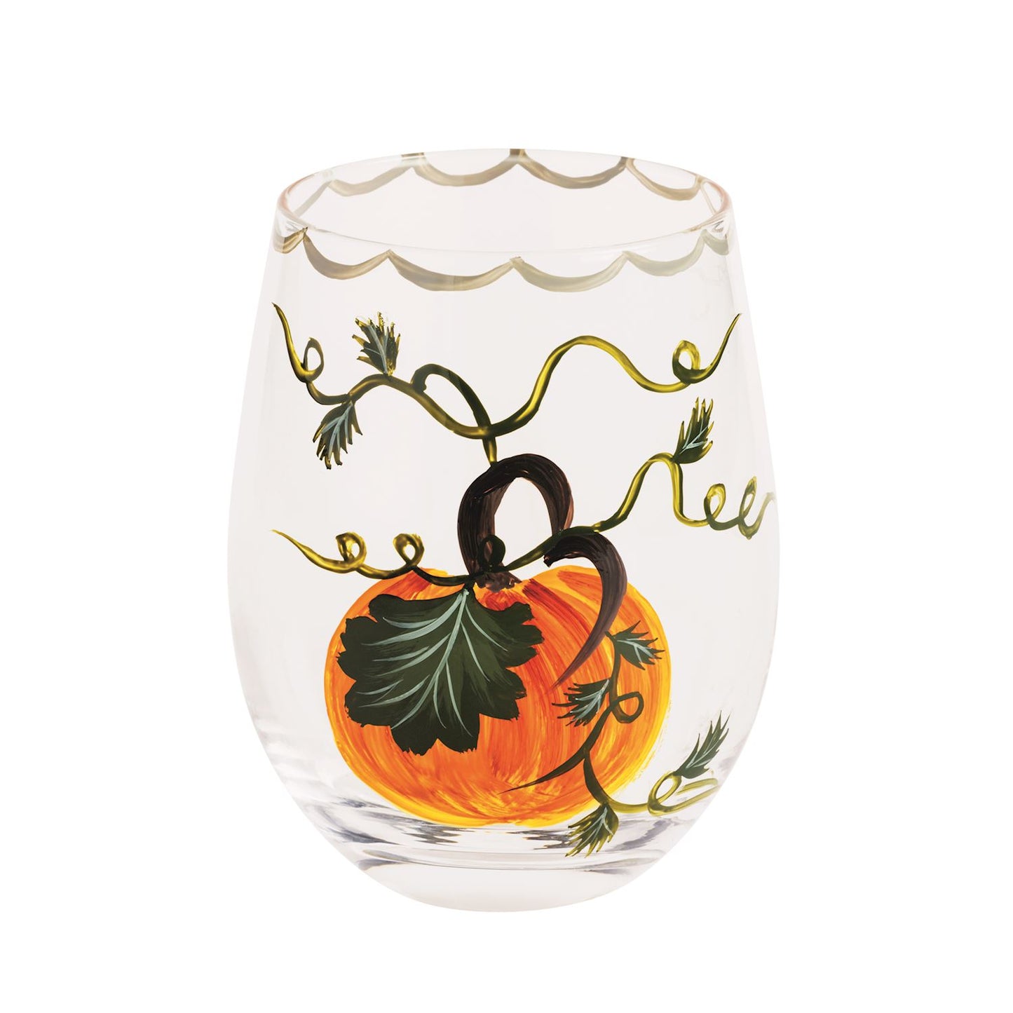 Mud Pie - Stemless Wine Glasses - Painted Pumpkin - Findlay Rowe Designs